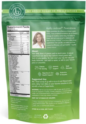 Miniatura 2 de Kathy Ireland Nutrition Mezcla de polvo Super Greens a base de plantas, sandía, 9.5 onzas