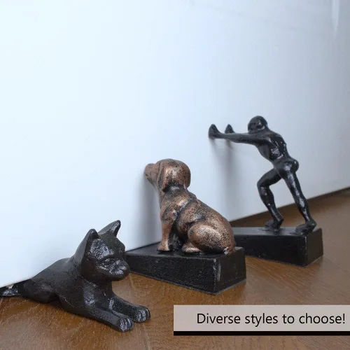 Miniatura 6 de Earl Diamond Topes de puerta de alta resistencia de hierro fundido lindos y fuertes con estatua de animal adorable en metal Detenidos de puerta