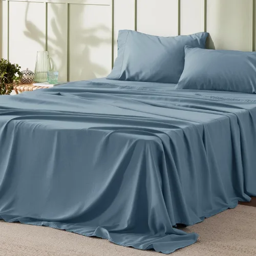 Miniatura 9 de Bedsure Sábanas de tamaño King – Sábanas suaves para cama de tamaño King, 4 piezas de hotel de lujo verde menta, juego de sábanas refrescantes de 11