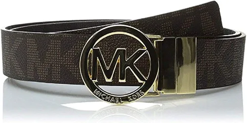 Miniatura 4 de Michael Kors Cinturón reversible para mujer, blancomarrón, hebilla dorada Mk, BlancoMarrón