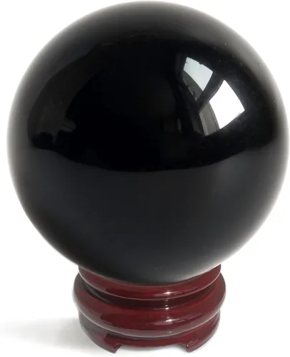 Miniatura 12 de Mina Heal Bola de cristal de obsidiana negra para meditación, adivinación y Feng Shui, esfera de obsidiana grande para decoración