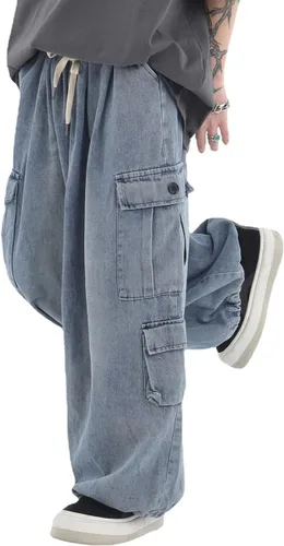 Pantalones de mezclilla holgados para mujer, pantalones cargo grunge Y2K Emo Demin, ropa gótica de paracaídas, pantalones deportivos vintage para