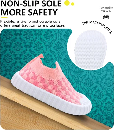 Miniatura 5 de SEBELLST Zapatos de bebé para niños y niñas, zapatillas antideslizantes y transpirables, suela plana de goma suave, zapatillas de malla casual
