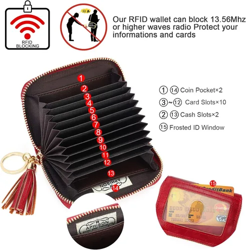 Miniatura 3 de APHISON RFID - Porta tarjeta de crédito con cremallera carteras pequeñas para mujer en cuero estilo girasol para mujer y niña caja de regalo 1927