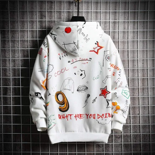 Miniatura 3 de GURUNVANI Sudadera con capucha con estampado de graffiti para hombre, chándal de moda, casual, hip-hop, abrigo divertido