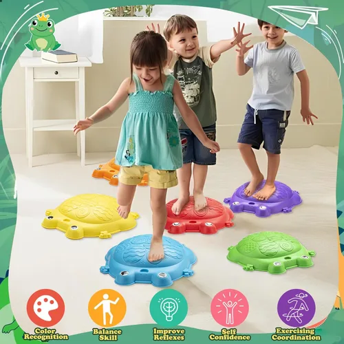 Miniatura 4 de Piedras de equilibrio para niños Juguetes al aire libre para niños pequeños 3-5 8 piezas Piedra de equilibrio de rana para subir hasta 265 libras