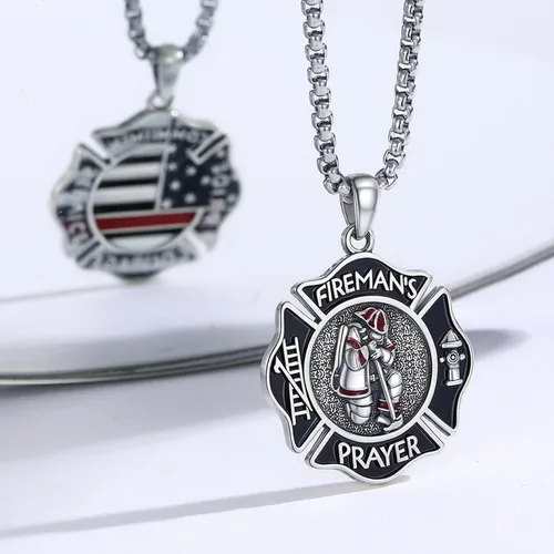 Miniatura 193 de Collar con colgante de plata de ley 925 con medalla de San Patrón, joyería religiosa para hombres y mujeres, con cadena de acero inoxidable 316L