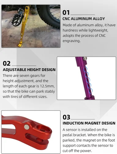 Miniatura 4 de JFG RACING Soporte para bicicleta Edirt, estriberas CNC para motocross eléctrica, Surron Light Bee X y S/E Ride Pro S SS SR/Talaria Dorado