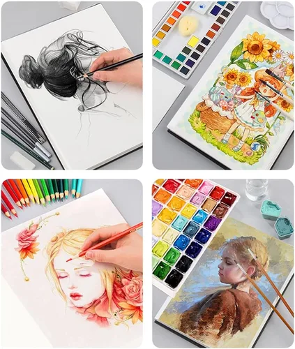 Miniatura 5 de Tavolozza - Cuaderno de bocetos de tapa dura A3 (16.6 x 11.7 pulgadas), 48 páginas de papel de dibujo pesado 102 lb/170gsm sin ácidos, superficie