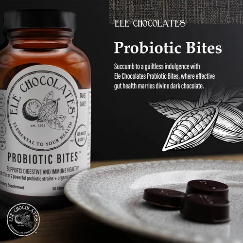 Miniatura 2 de Suplemento probiótico diario de chocolate negro muerde 3 mil millones de UFC para la salud intestinal digestiva, apoyo inmunológico para mujeres