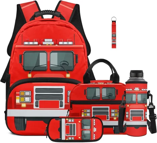 Miniatura 10 de Bulopur Eagle American Flag Print Kids Backpack Boys Elementary School 17 Inch Bookbag With Lunch Bag Water Bottle Holder Keychain Pencil Case 5