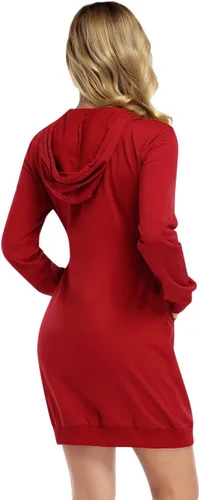 Miniatura 3 de MISSKY - Vestido informal tipo sudadera con capucha y bolsillos de canguro para mujer