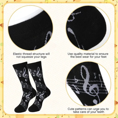 Miniatura 2 de 4 pares de calcetines de vestir musicales para hombre, calcetines de guitarra, calcetines novedosos, para amantes de la música, regalos