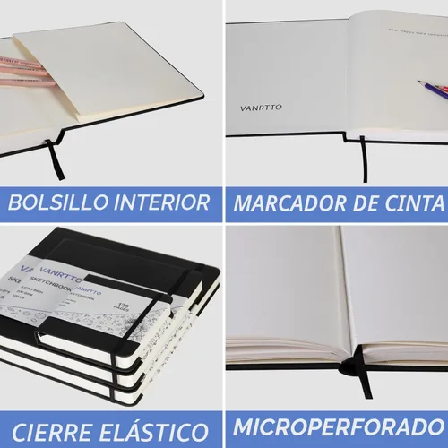 Miniatura 4 de Cuaderno de bocetos de tapa dura cuadrado, papel de dibujo grueso de 120lb/200GSM para marcador, lápiz acuarela, medios mixtos, cuaderno de dibujo