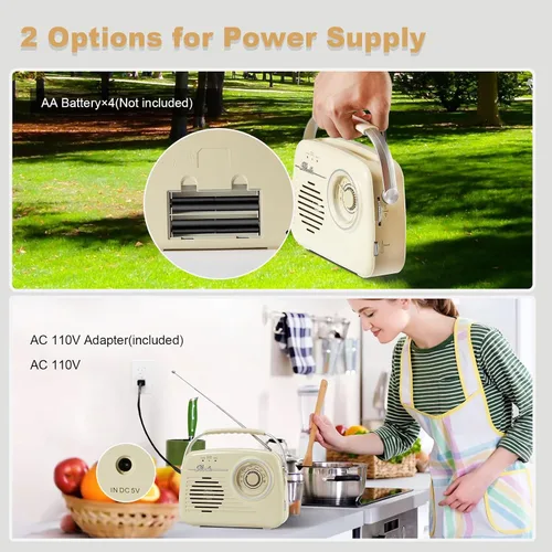 Miniatura 6 de Radio FM, tarjeta USB/SD, altavoz Bluetooth con sintonización manual, cumpleaños, aire libre, pesca, yoga, fiesta, campamento, reproductor portátil