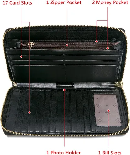 Miniatura 4 de Carteras de embrague para mujer monederos de cuero de vaca divididos con pulsera Negro talla única