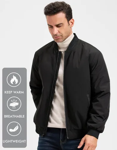 Miniatura 8 de Chaqueta bomber para hombre, chaqueta de bombardero para otoño e invierno, cálida, rompevientos, cremallera completa, abrigos acolchados casuales