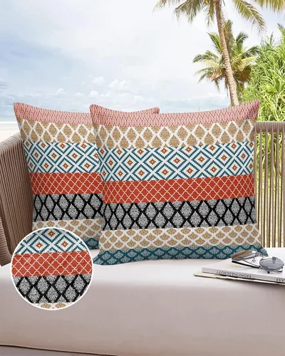 Miniatura 6 de Fundas de almohada impermeables para exteriores, fundas de almohada lumbares, estilo bohemio, diseño de rayas, tribal, estilo bohemio, fundas