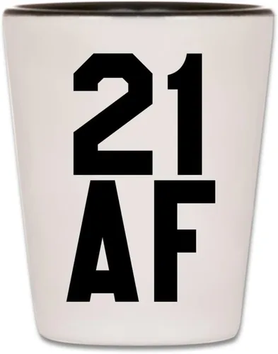 Vaso de chupito de cumpleaños número 21 – Vaso de chupito 21 AF – Regalo de cerámica para mujeres y hombres que cumplen veintiún años – El mejor