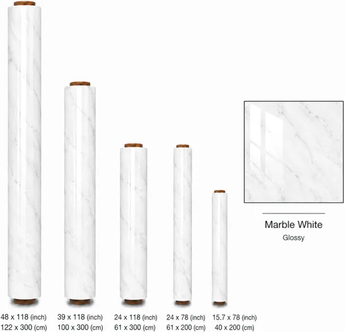 Miniatura 9 de Papel de contacto de mármol Very Berry Sticker (Blanco, 15.7" x 78", 1 paquete) Envoltura de encimera despegar y pegar, vinilo impermeable, amigable