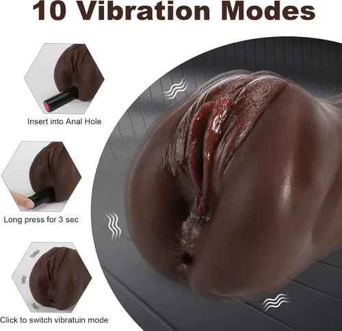 Miniatura 2 de Masturbadores Masculinos de Bolsillo con Vibrador de Bala - Masturbador Masculino 3 en 1 con 10 Modos de Vibración, Coños de Bolsillo con Boca