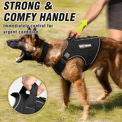 Miniatura 3 de Arnés Táctico para Perros Talla Pequeña, Sin Tirones Chaleco Militar para Perros con Asa, Arnés Reflectante de Servicio Pesado para Mascotas