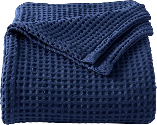 Miniatura 14 de Manta de cama 100% algodón con tejido gofrado Manta suave, transpirable y ligera para todas las estaciones Perfecta para acolchado Colección
