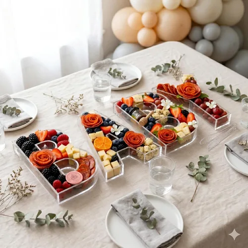 Miniatura 6 de Letras grandes de acrílico transparente rellenables para baby shower con pinzas para alimentos, letras reutilizables para revelación de género