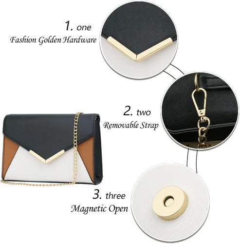 Miniatura 3 de KKXIU Elegante bolso de mano de cuero sintético para mujer bolso de mano para fiesta boda baile de graduación