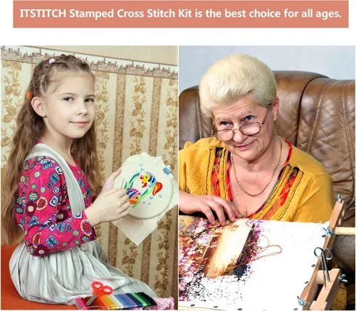 Miniatura 5 de Itstitch - Kits de bordado de punto de cruz con estampados preimpresos, patrones de iniciación para principiantes niños o adultos para la decoración