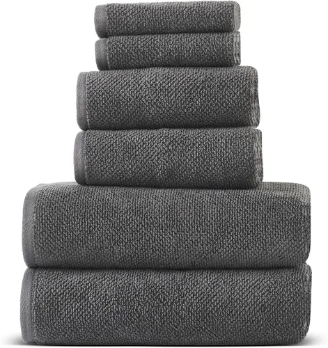 Juego de toallas de 6 piezas, 680 GSM, 100% algodón, calidad premium, 2 toallas de baño, 2 toallas de mano, 2 paños de lavado, ultra suaves,
