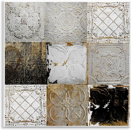 Stupell Industries Collage de azulejos de techo antiguos, patrones abstractos vintage glamorosos, diseñado por Sophie 6, placa de pared de 12 x 12