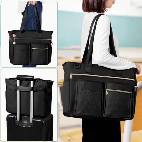 Miniatura 2 de Fasrom Bolsa de mano para profesores para mujeres de trabajo, bolsa grande para profesores con funda acolchada para laptop de hasta 15.6 pulgadas