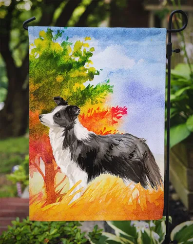 Miniatura 3 de Caroline's Treasures CK1955GF - Bandera de jardín con borde de otoño Collie para buzón, bandera decorativa para patio exterior, obras de arte