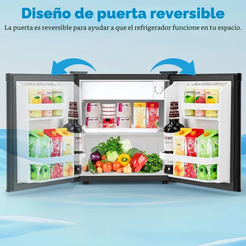 Miniatura 3 de Antarctic Star Mini refrigerador con congelador, capacidad 1.6 pies cúbicos, refrigerador vertical pequeño con estantes removibles, termostato de 7