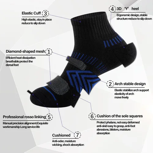 Miniatura 6 de COOPLUS Calcetines tobilleros acolchados para hombre, calcetines de algodón de rendimiento atlético