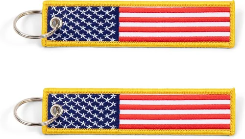 Miniatura 13 de Great 1 Línea Verde Delgada Bandera Americana Llavero con Anillo y Mosquetón Paquete de 2 - Militar, Guardabosques de Parque, Patrulla Fronteriza