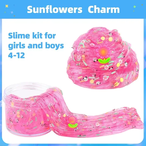 Miniatura 2 de Kit de slime transparente, paquete de 5 unidades de limo de cristal crujiente con purpurina, regalos de fiesta, juguete para aliviar el estrés