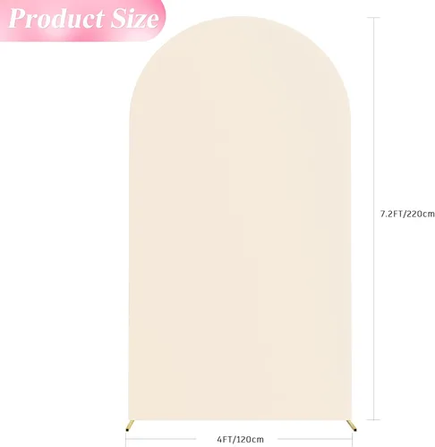 Miniatura 2 de Wokceer Cubierta de Fondo de Arco de Boda de 7.2 Pies, Spandex Ajustado Color Beige, Cubiertas de Arco de Fondo con Parte Superior Redonda Chiara