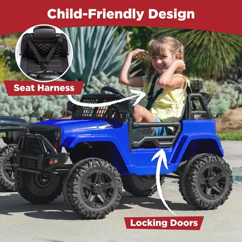 Miniatura 5 de Productos de la mejor elección, camioneta de juguete para montar de 12 V para niños con control remoto para padres, suspensión de resorte, luces Azul