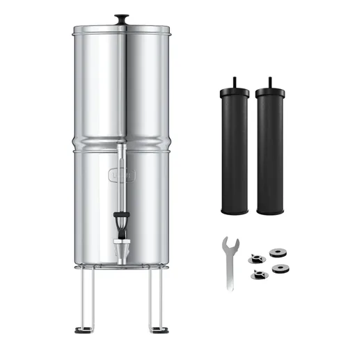Miniatura 9 de Sistema de filtro de agua alimentado por gravedad USWF, 2.25 galones de acero inoxidable, con 2 filtros de carbón, 2 filtros de flúor, portátil