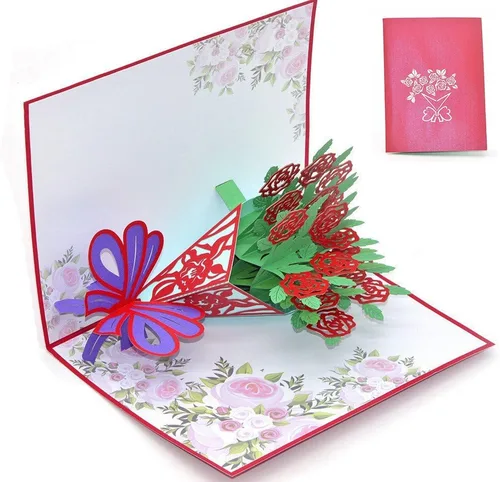 Miniatura 3 de Tarjetas emergentes de flores 3D, tarjeta de felicitación de flores con sobres para todas las ocasiones, 4 tarjetas de flores surtidas para Acción