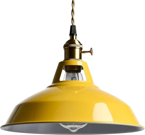 Miniatura 3 de YUBOLE Lámpara colgante nórdica con enchufe, lámpara colgante de metal para granero, lámpara colgante para cocina, dormitorio, vestíbulo, amarilla