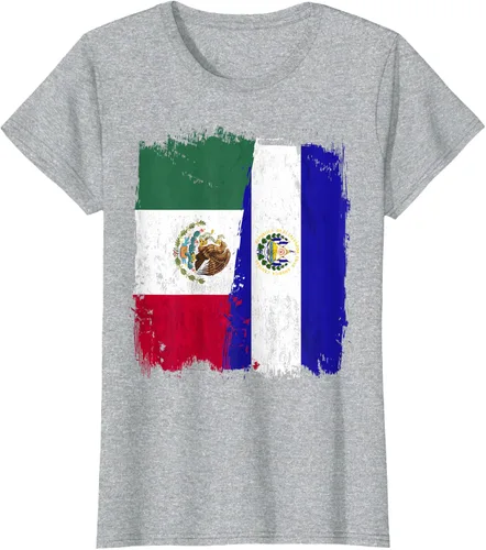 Miniatura 31 de Camiseta con la bandera mexicana de El Salvador con la mitad de la bandera mexicana de El Salvador
