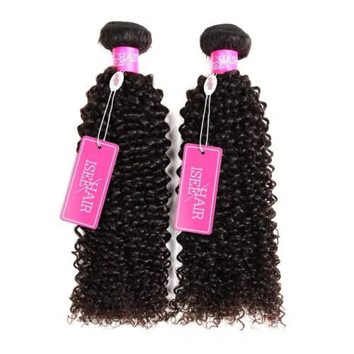Miniatura 2 de ISEE Hair Extensiones de Cabello Rizado Mongol Grado 9A, Cabello Humano Virgen, Tejido de Cabello de 3 Manojos de Cabello Virgen Rizado, Extensiones