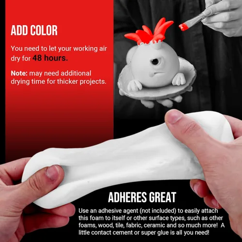 Miniatura 4 de CALPALMY Arcilla seca al aire (bolsa de 1.1 libras) – Arcilla de espuma blanca moldeable para cosplay – Arcilla suave de secado al aire para niños