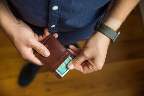 Miniatura 8 de Bosca Cartera de cuero con bolsillo frontal de lujo para hombre, Marrón oscuro