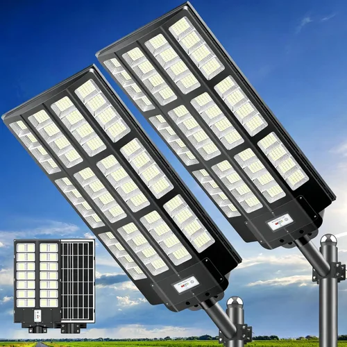 Miniatura 8 de Farola solar de 9000 W, 7000 K luces solares para exteriores, luces de inundación con sensor de movimiento con control remoto, luz de seguridad