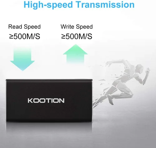 Miniatura 2 de KOOTION Unidad de estado sólido de alta velocidad SSD portátil de 250 GB externa, lee hasta 500 MB/s y escribe hasta 450 MB/s