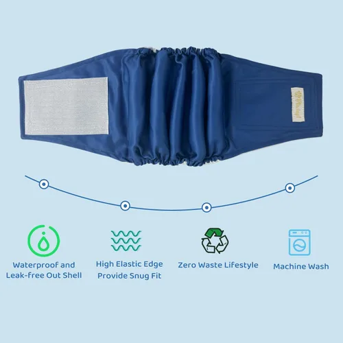 Miniatura 3 de Pañales reutilizables para perros machos de alta absorción, bandas lavables para el vientre para perros machos, paquete de 5